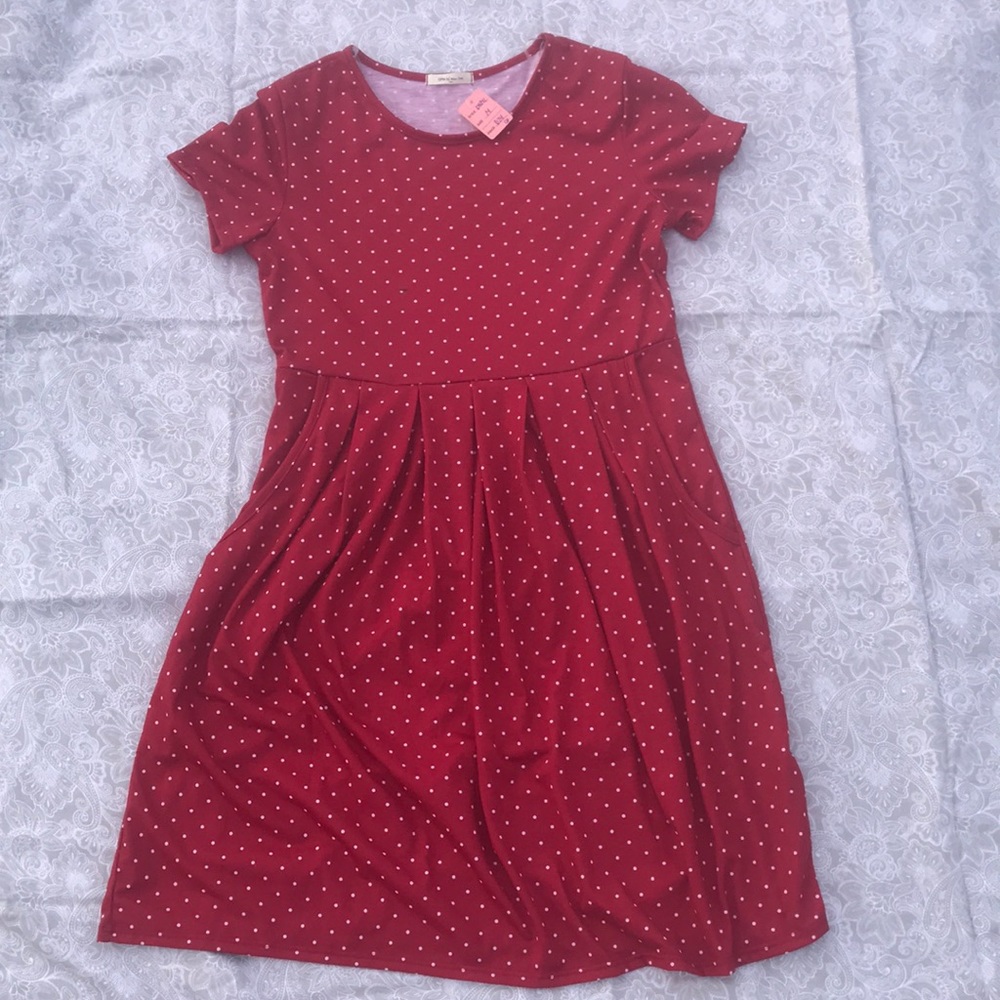 Red Dress with White Polka Dots !!HAS POCKETS!!